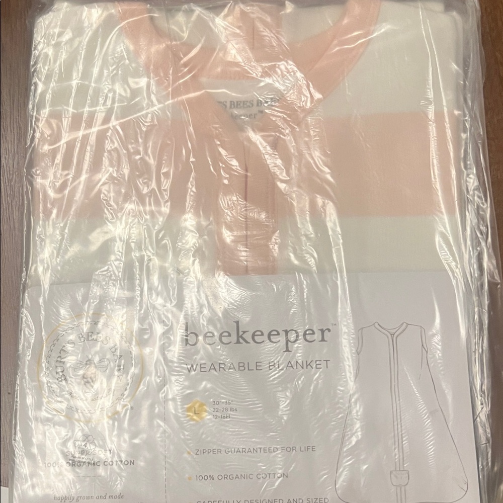 Burt's Bees Baby Pink and White Wearable Blanket